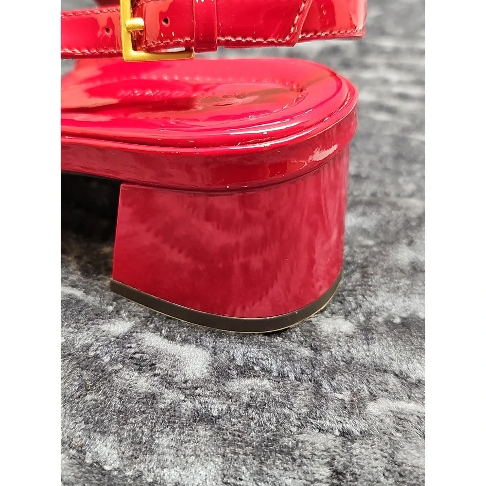 Tory Burch Red Patent Leather Eleanor Heel Sandal Size 6